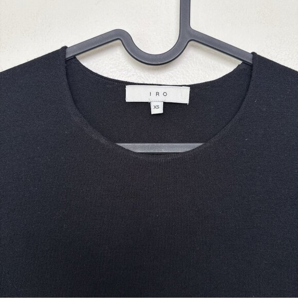 IRO Womens Xsmall Crew Neck Wool Bodycon Mini Dress In Black - Picture 10 of 14